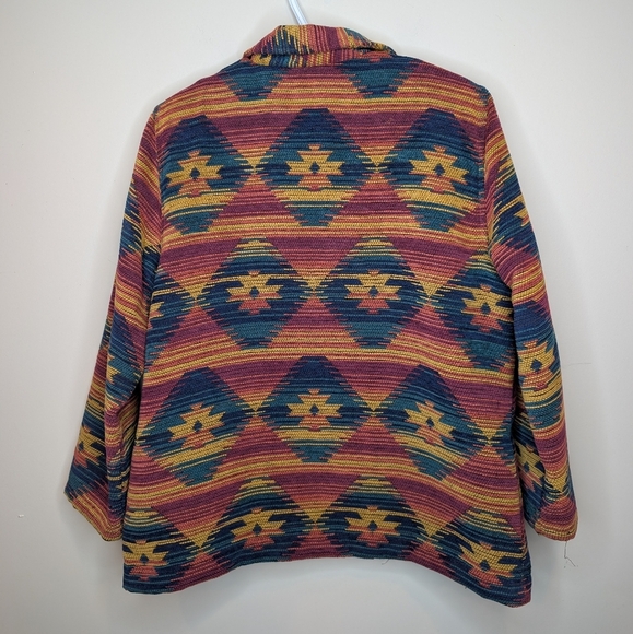 Vintage Alfred Dunner Women 14 Aztec Soft Button Down Blazer Jacket Multicolour - Picture 4 of 13